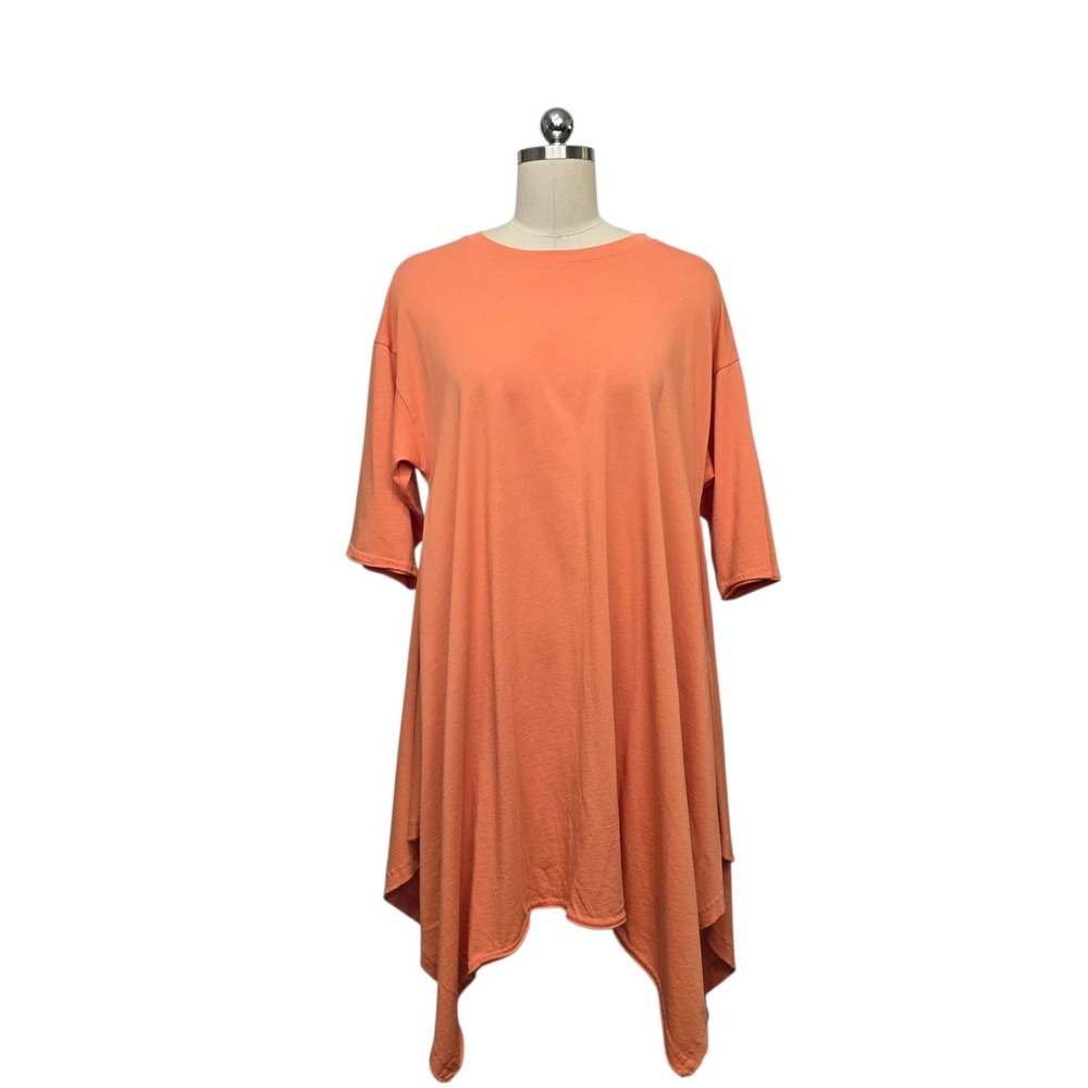 Free People FP Beach Orange Pima Cotton Handkerchief Hem T-Shirt Dress Sz Small